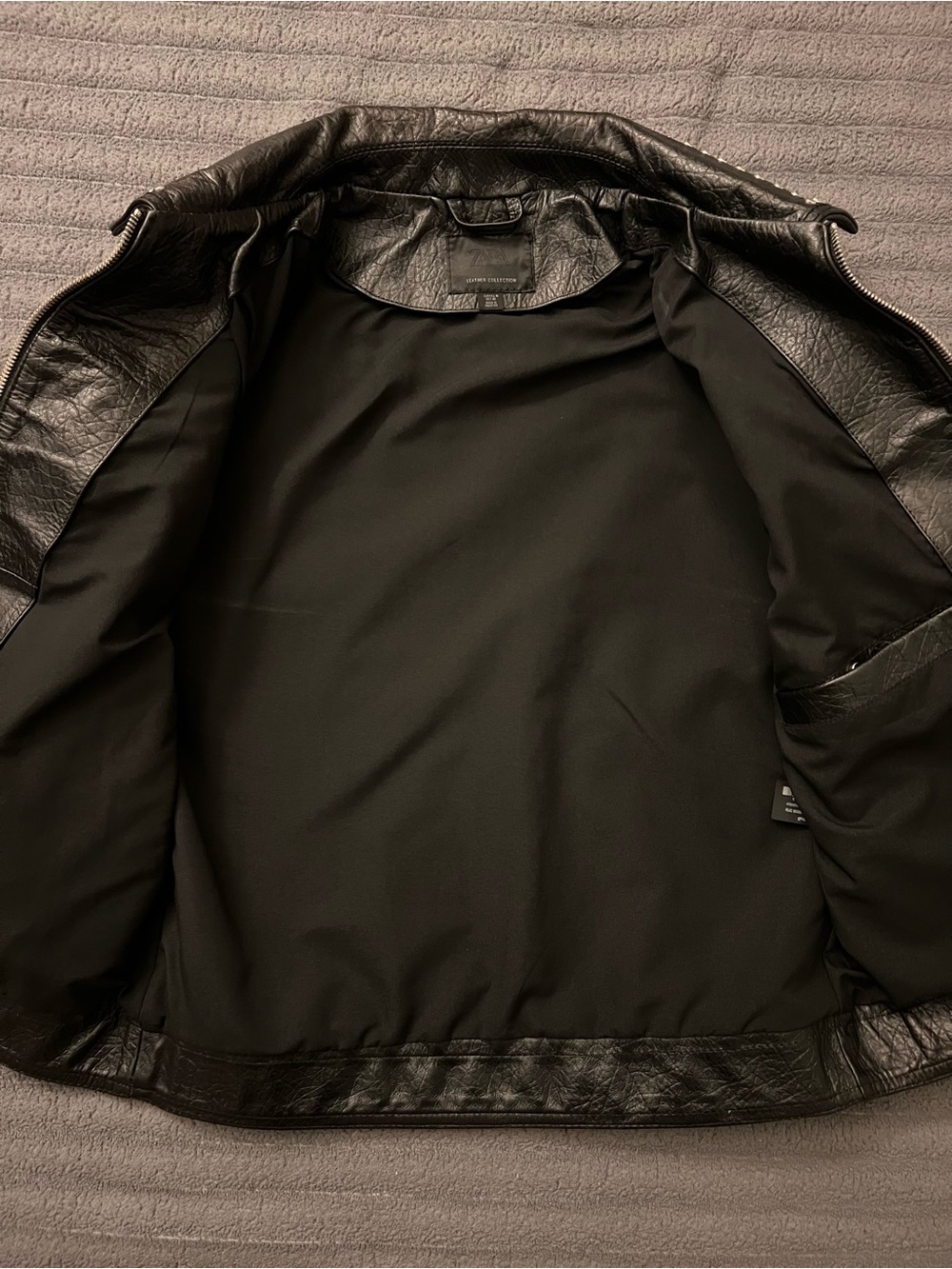 Zara Black Studded M Unisex Leather Jacket - Picture 4 of 5